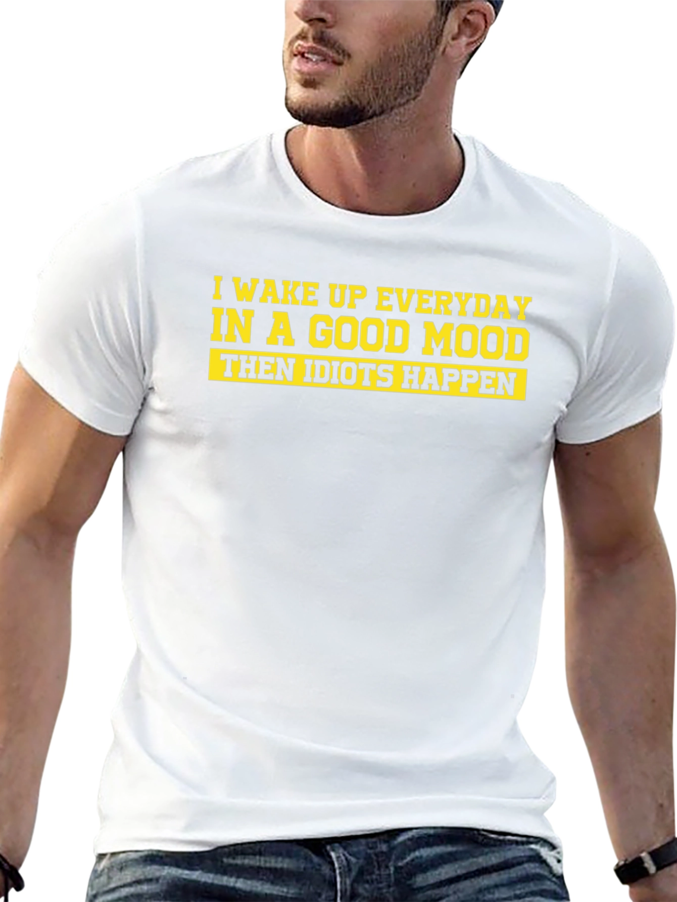 Funny Idiots Happen Graphic Tee - Black T-Shirt