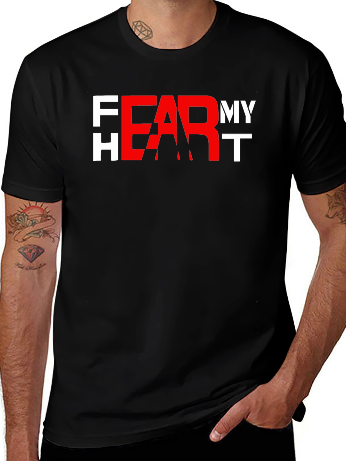 Fear My Heart Graphic Tee - Black Cotton T-Shirt