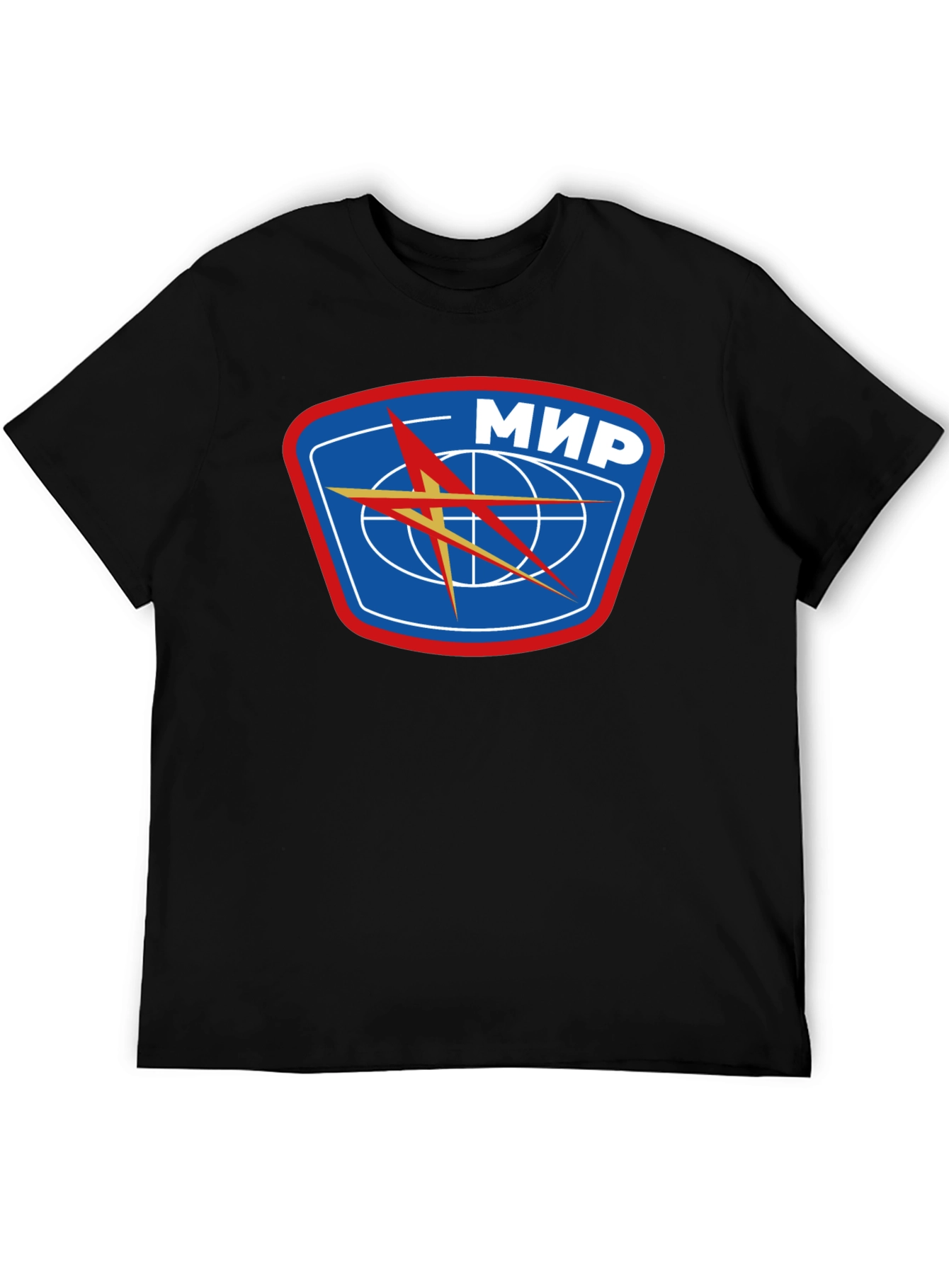Retro MIR Space Station Black T-Shirt