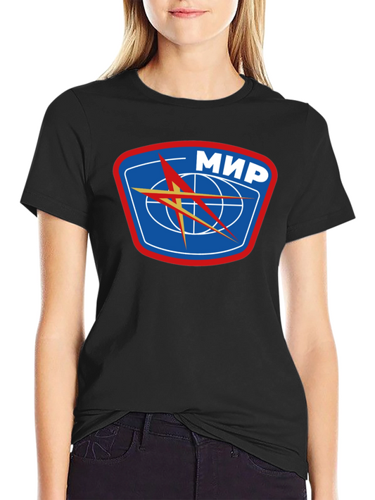 Retro MIR Space Station Black T-Shirt