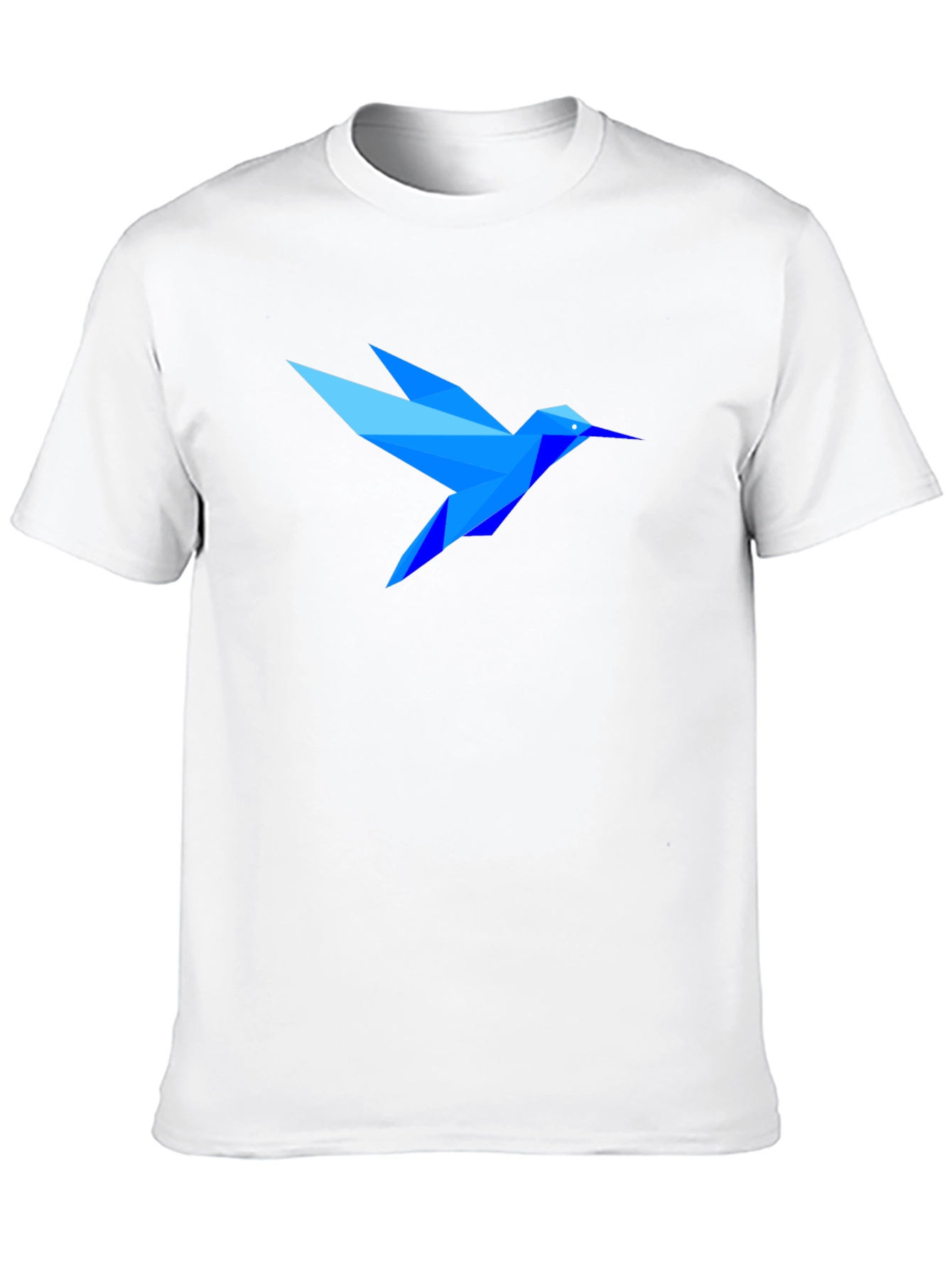 Geometric Blue Hummingbird Black T-Shirt