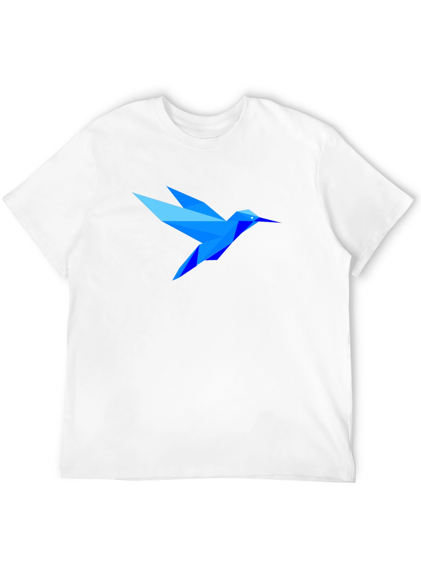 Geometric Blue Hummingbird Black T-Shirt
