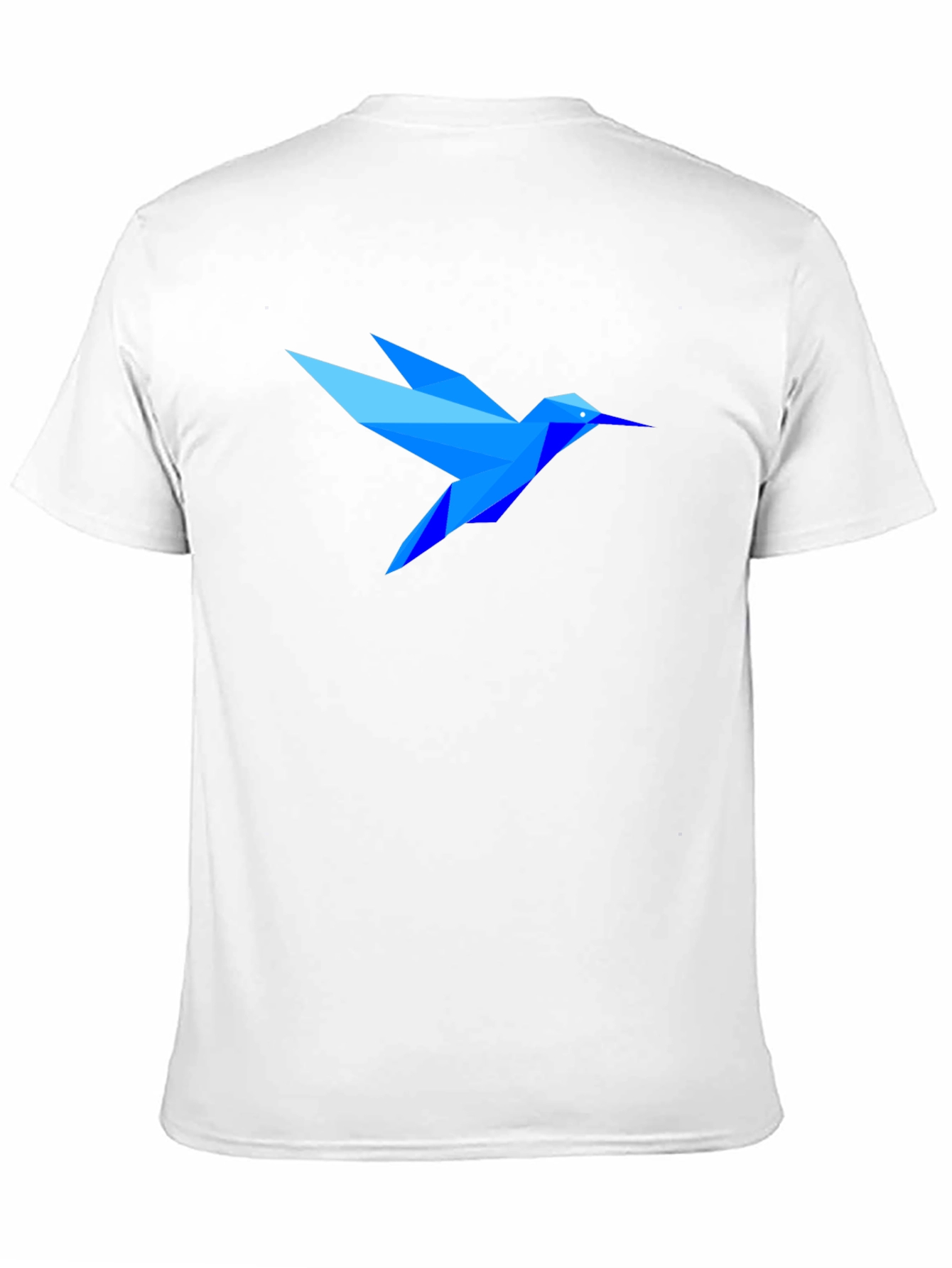 Geometric Blue Hummingbird Black T-Shirt