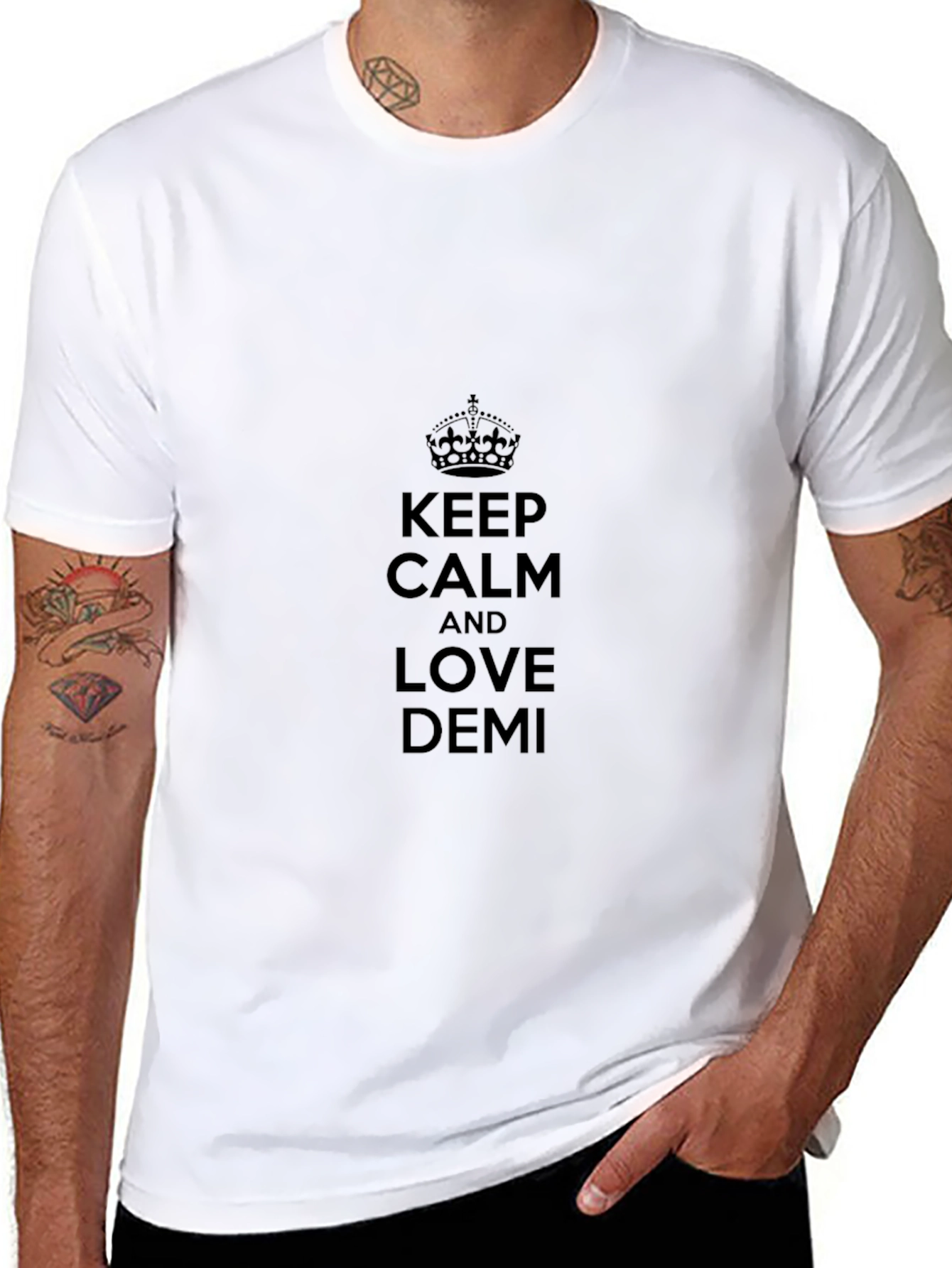 Keep Calm and Love Demi Black T-Shirt