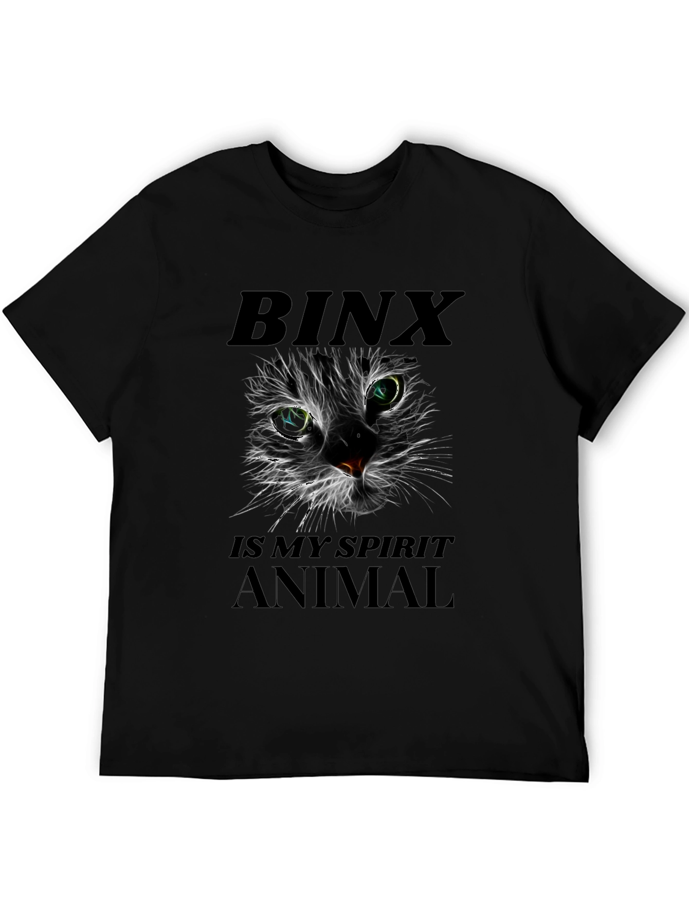 Binx Cat Spirit Animal Graphic T-Shirt - Black