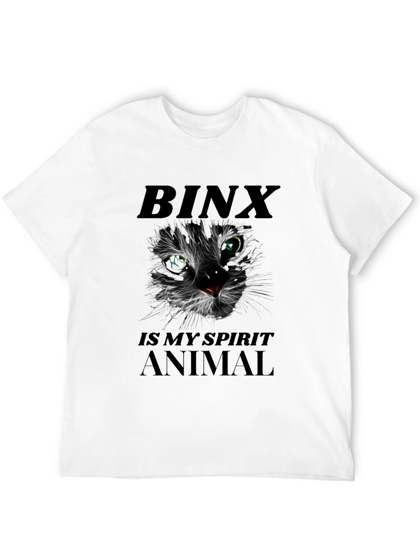 Binx Cat Spirit Animal Graphic T-Shirt - Black