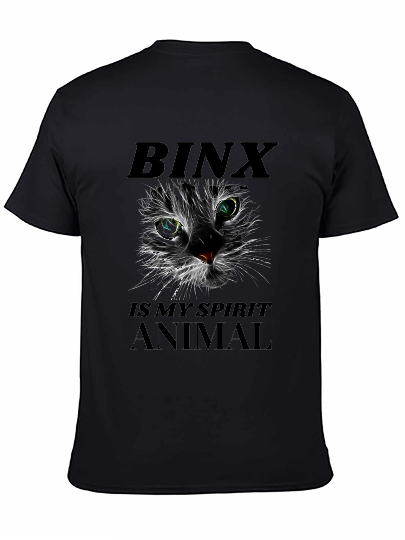 Binx Cat Spirit Animal Graphic T-Shirt - Black