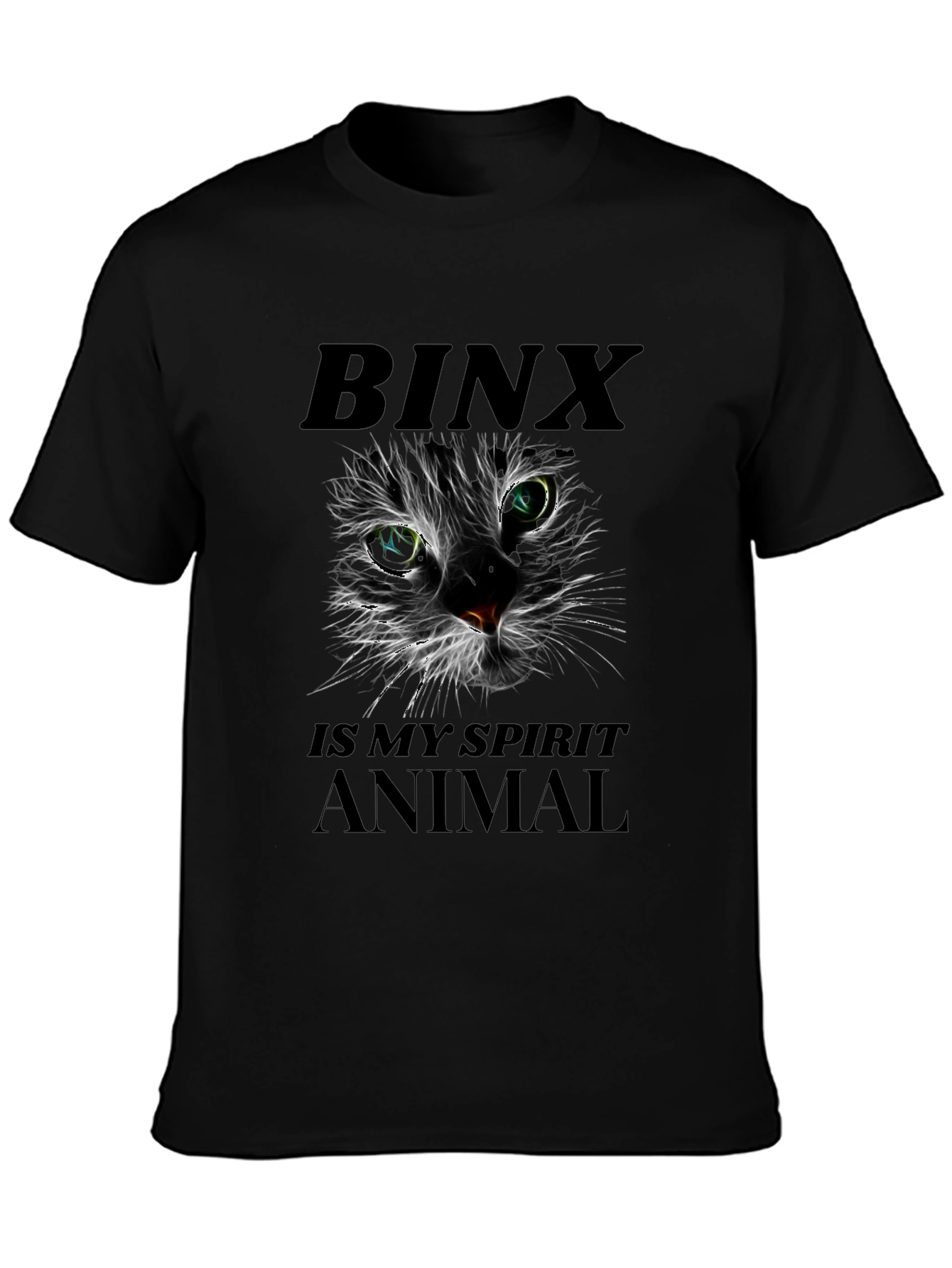 Binx Cat Spirit Animal Graphic T-Shirt - Black