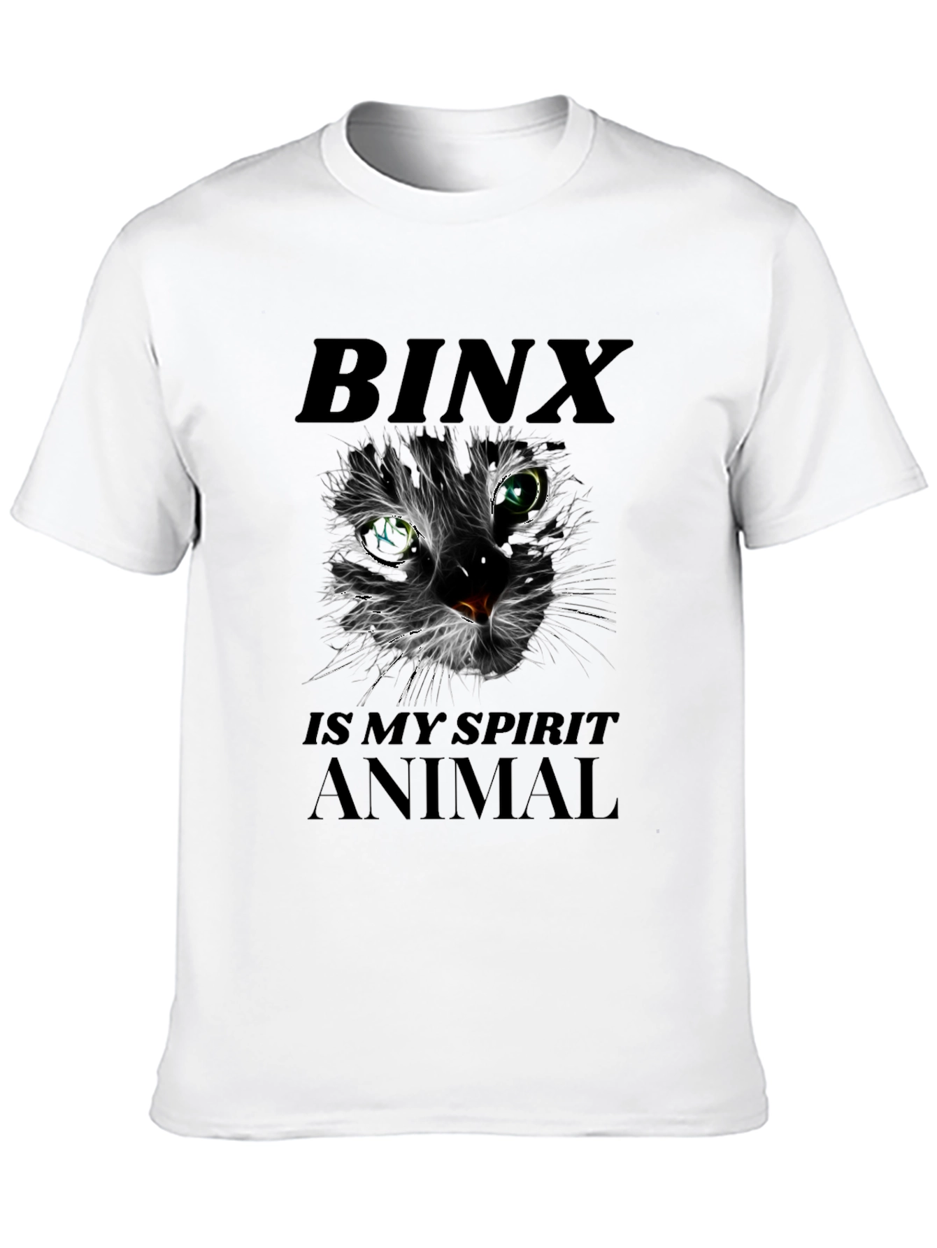 Binx Cat Spirit Animal Graphic T-Shirt - Black