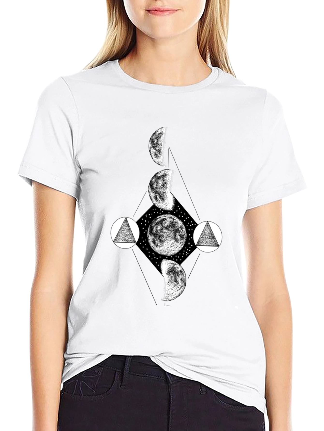 Celestial Moon Phase Graphic T-Shirt - Modern Design