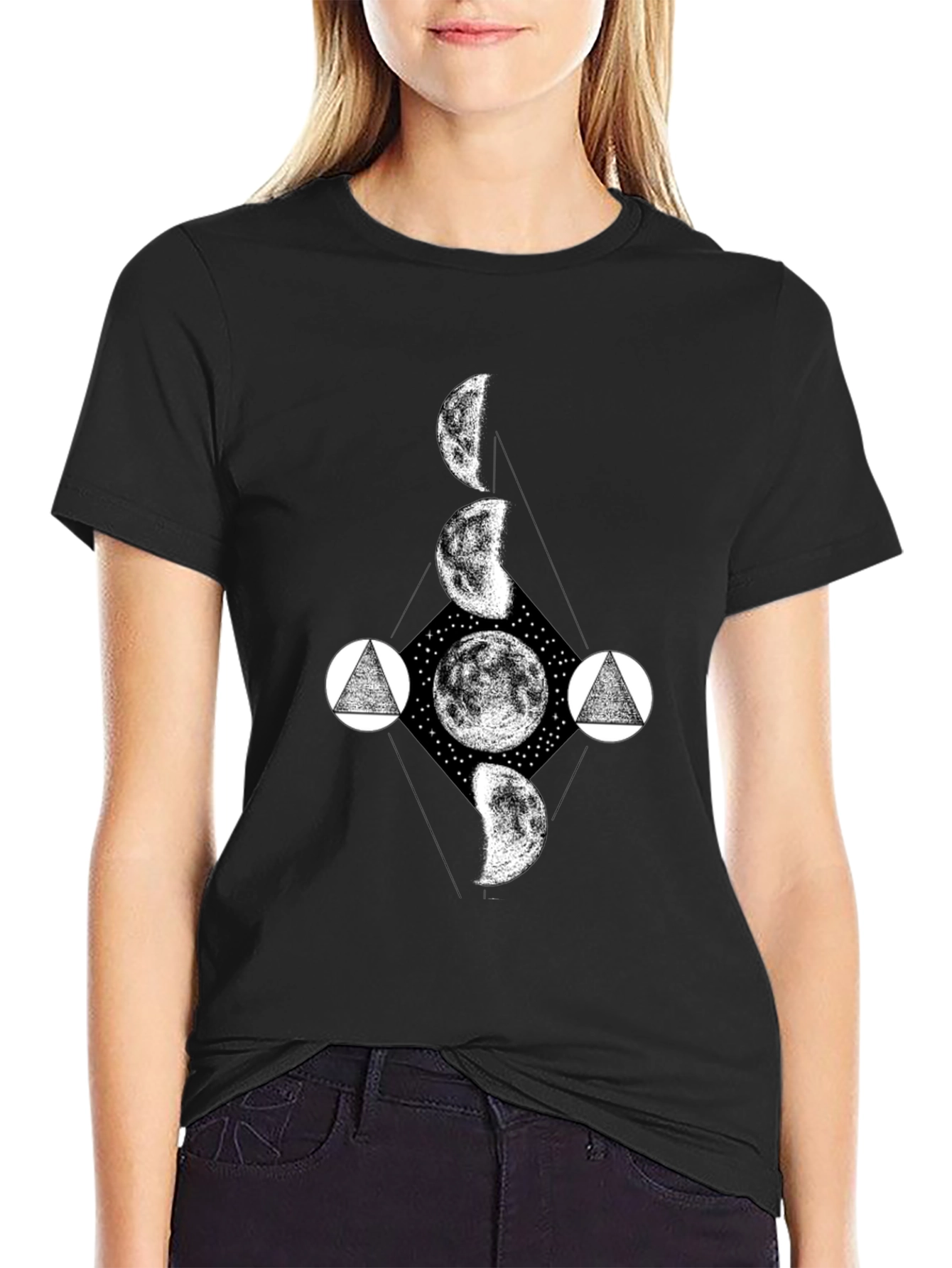 Celestial Moon Phase Graphic T-Shirt - Modern Design