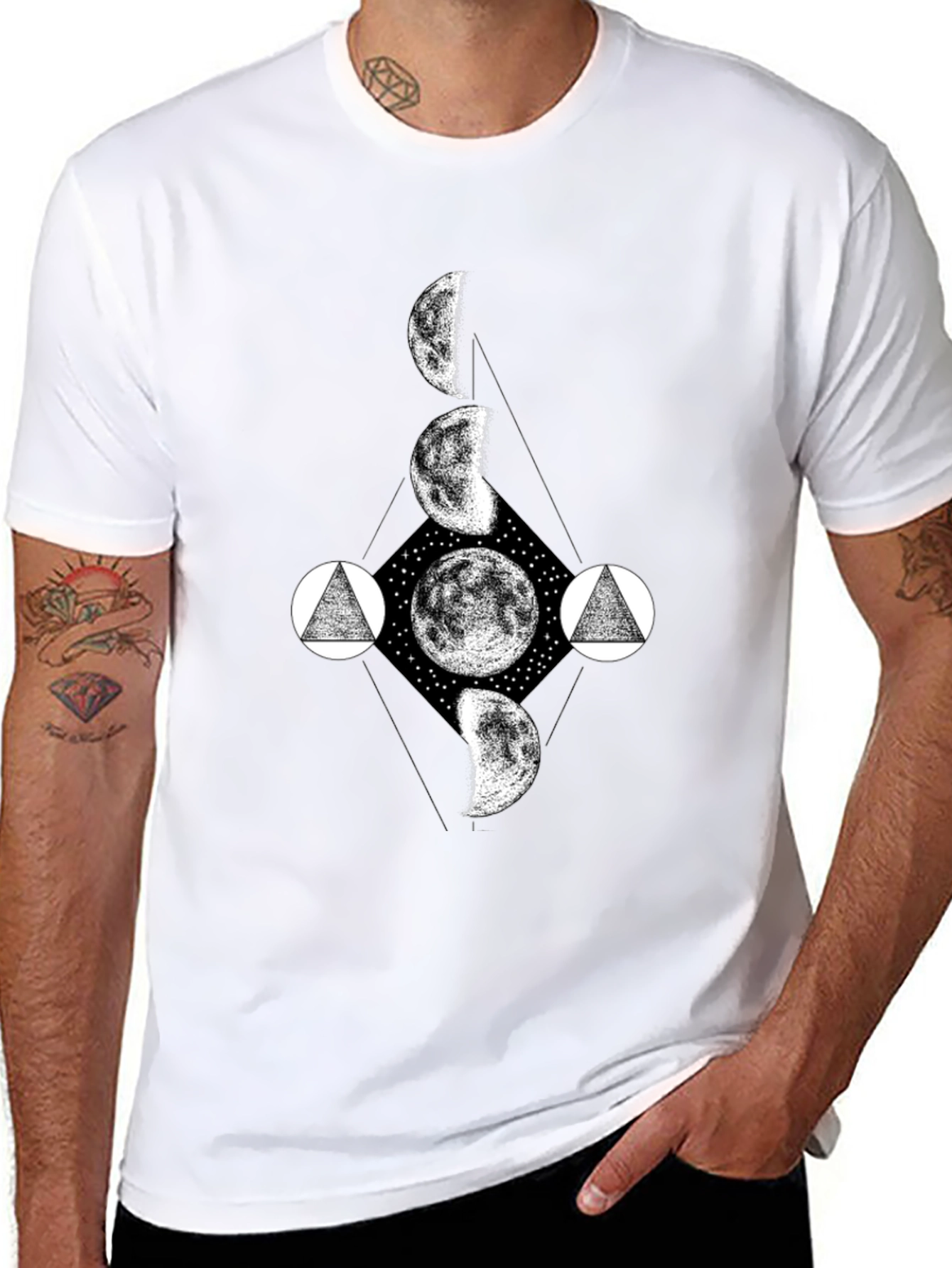 Celestial Moon Phase Graphic T-Shirt - Modern Design