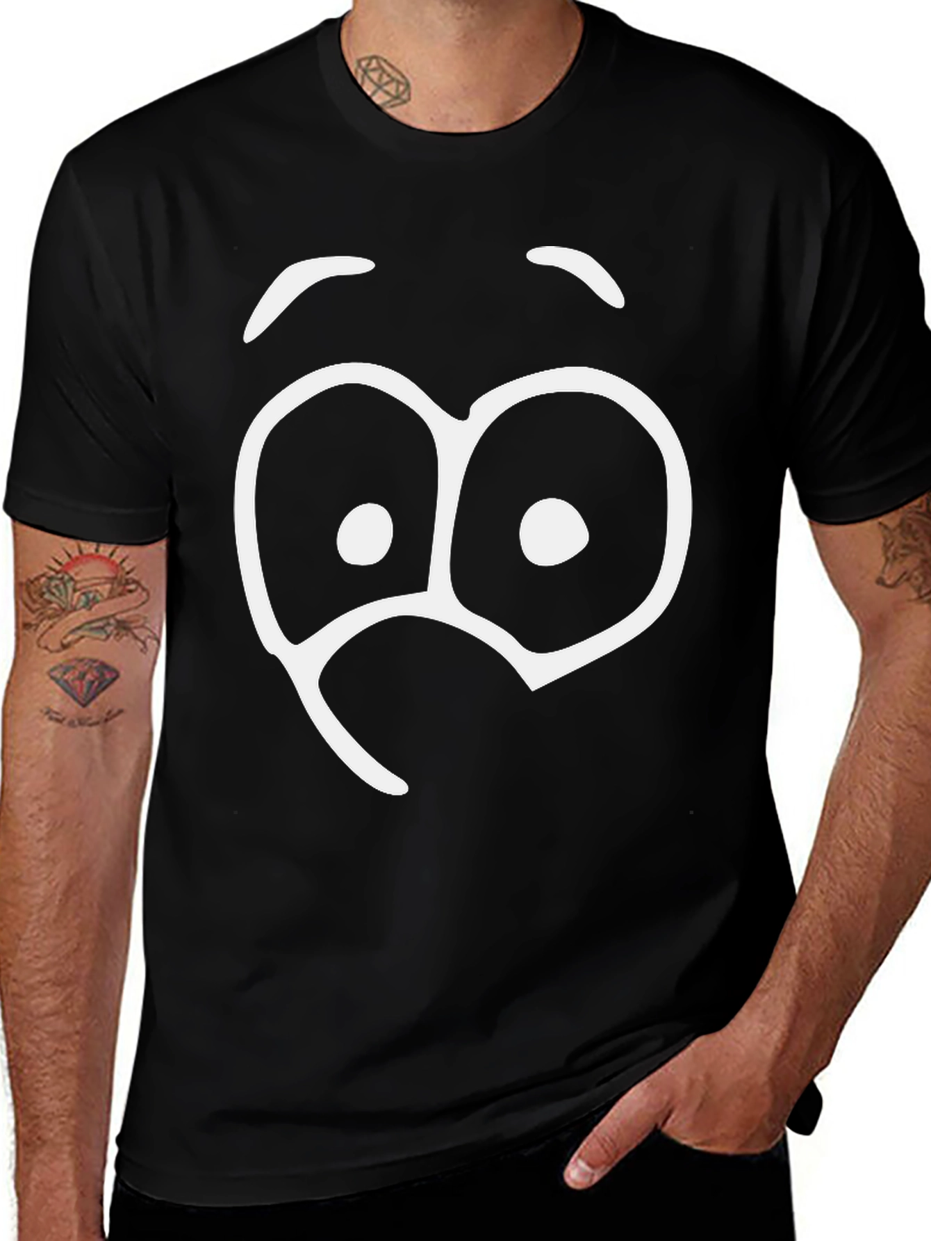 Funny Googly Eyes Graphic T-Shirt - Black