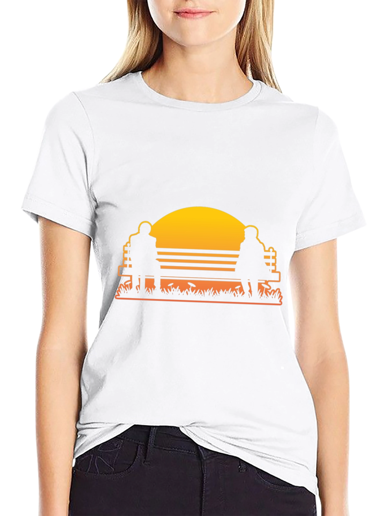 Sunset Couple Bench Graphic Tee