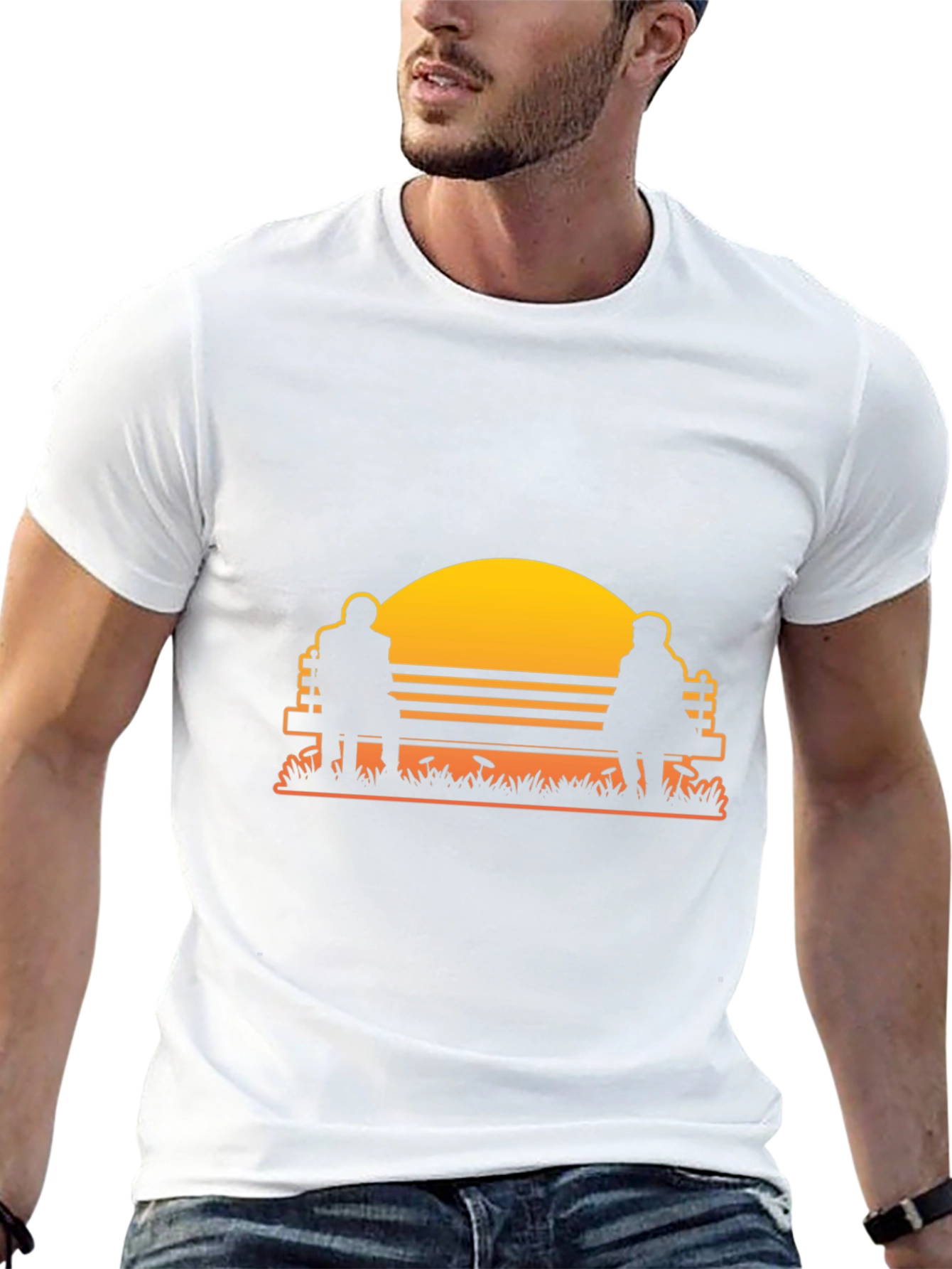 Sunset Couple Bench Graphic Tee
