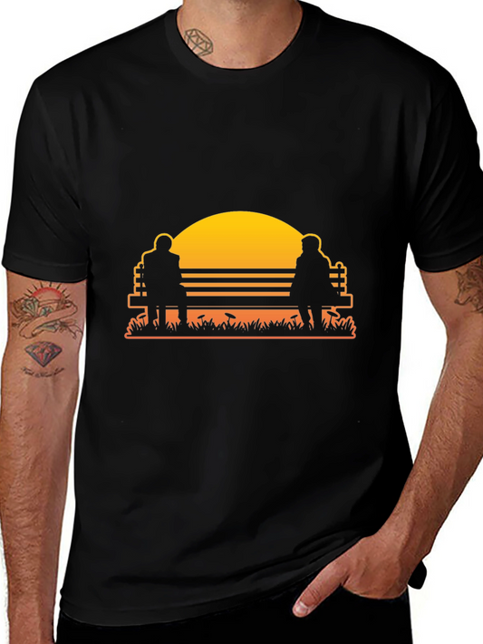 Sunset Couple Bench Graphic Tee