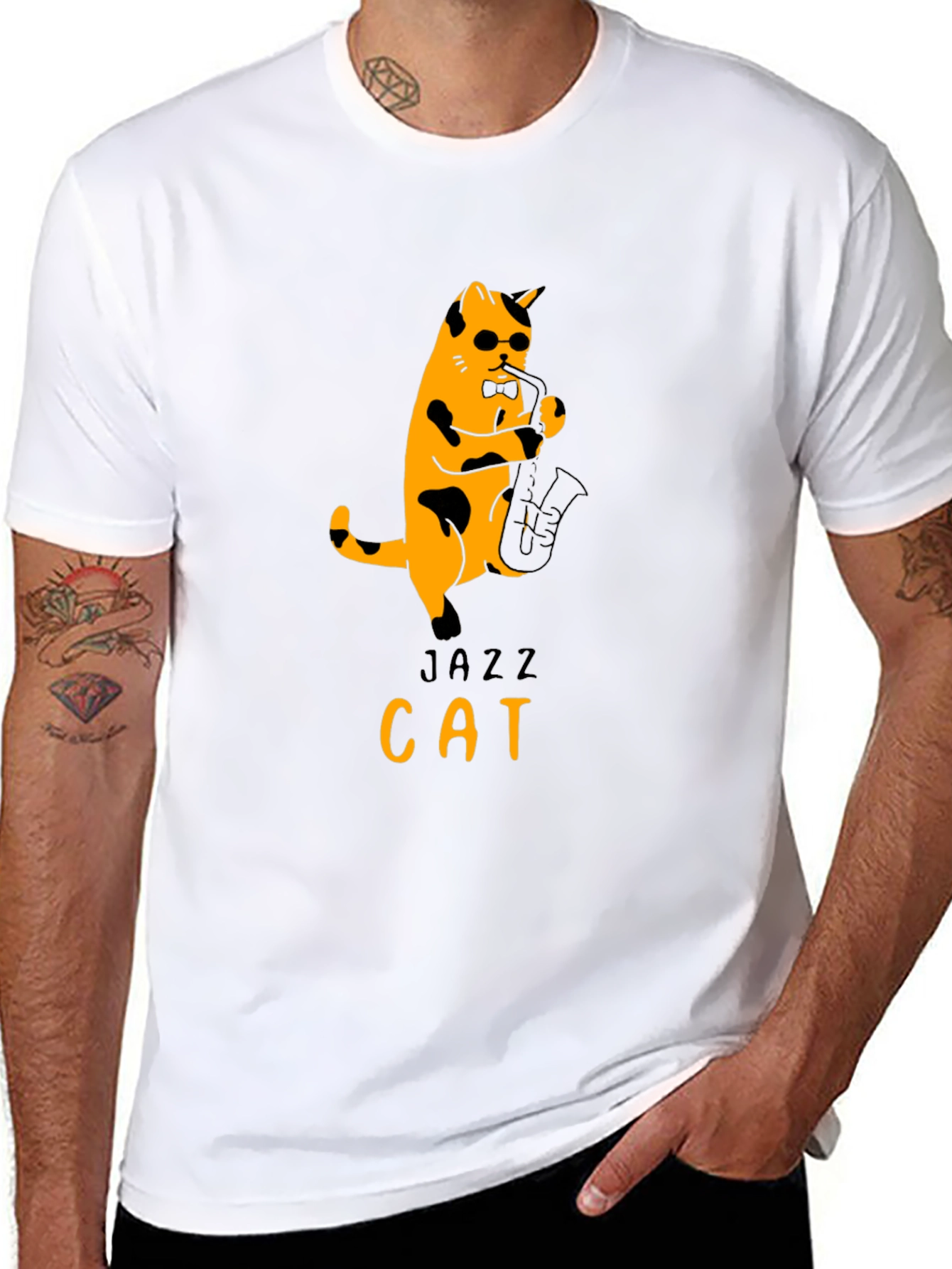 Jazz Cat Graphic T-Shirt - Cool & Unique!