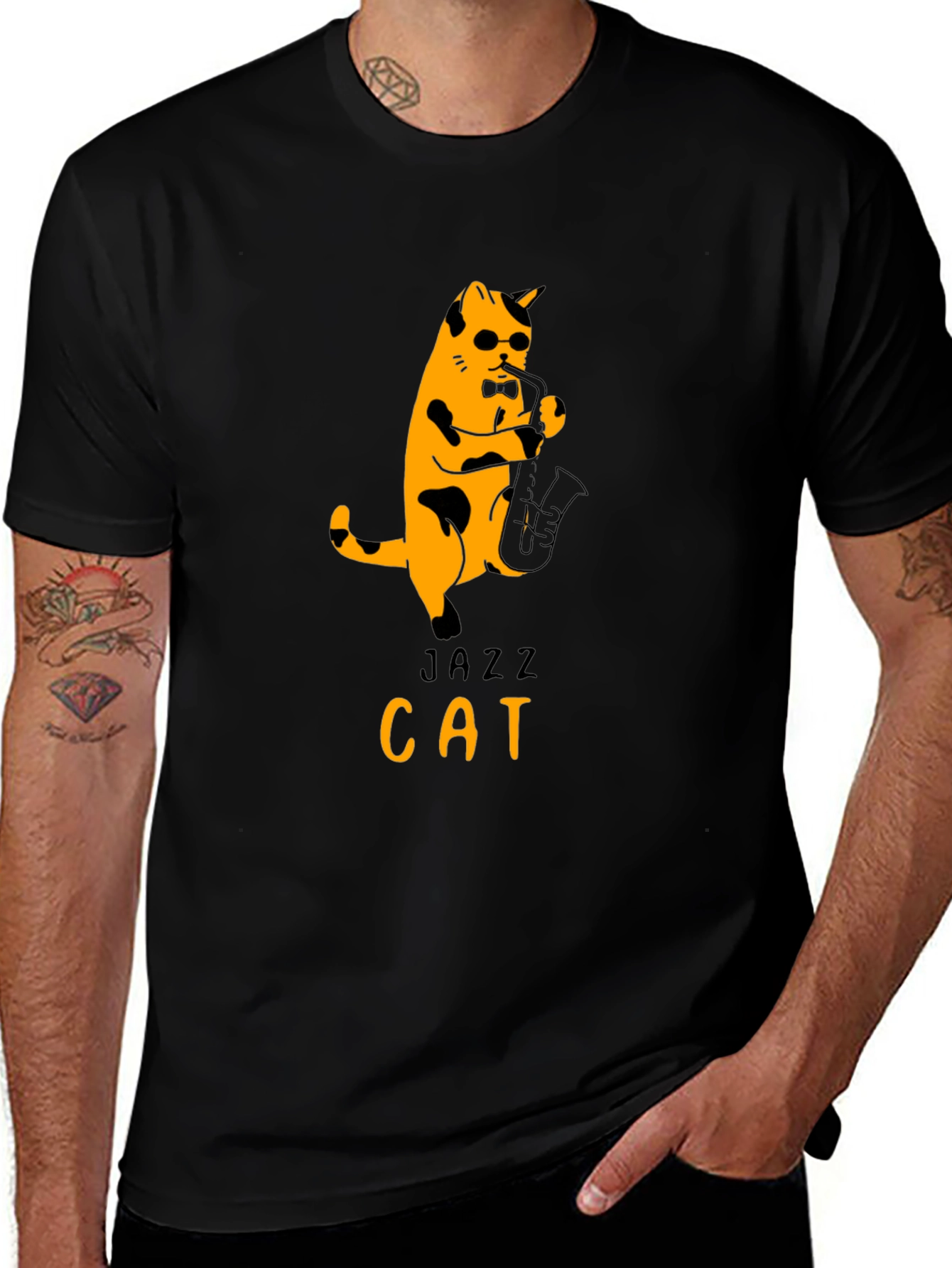 Jazz Cat Graphic T-Shirt - Cool & Unique!