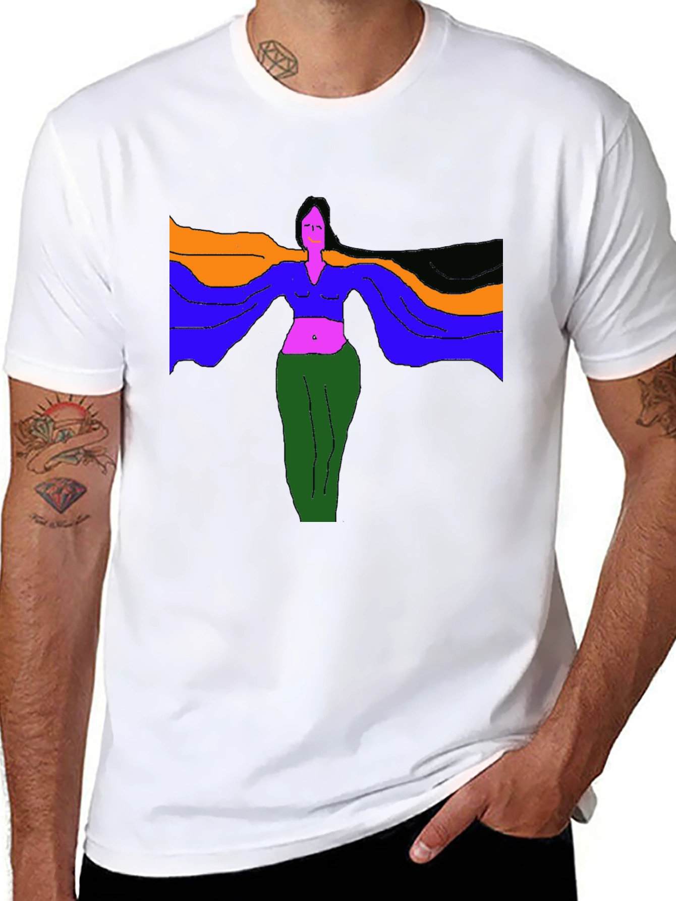 Abstract Woman Graphic Black T-Shirt