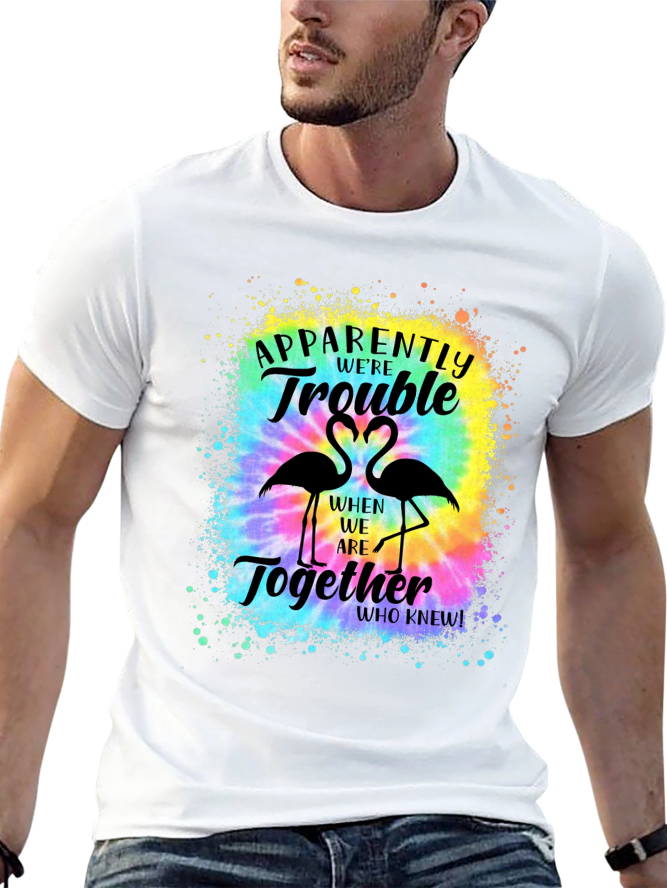 Couples Trouble Flamingo Tie Dye T-Shirt