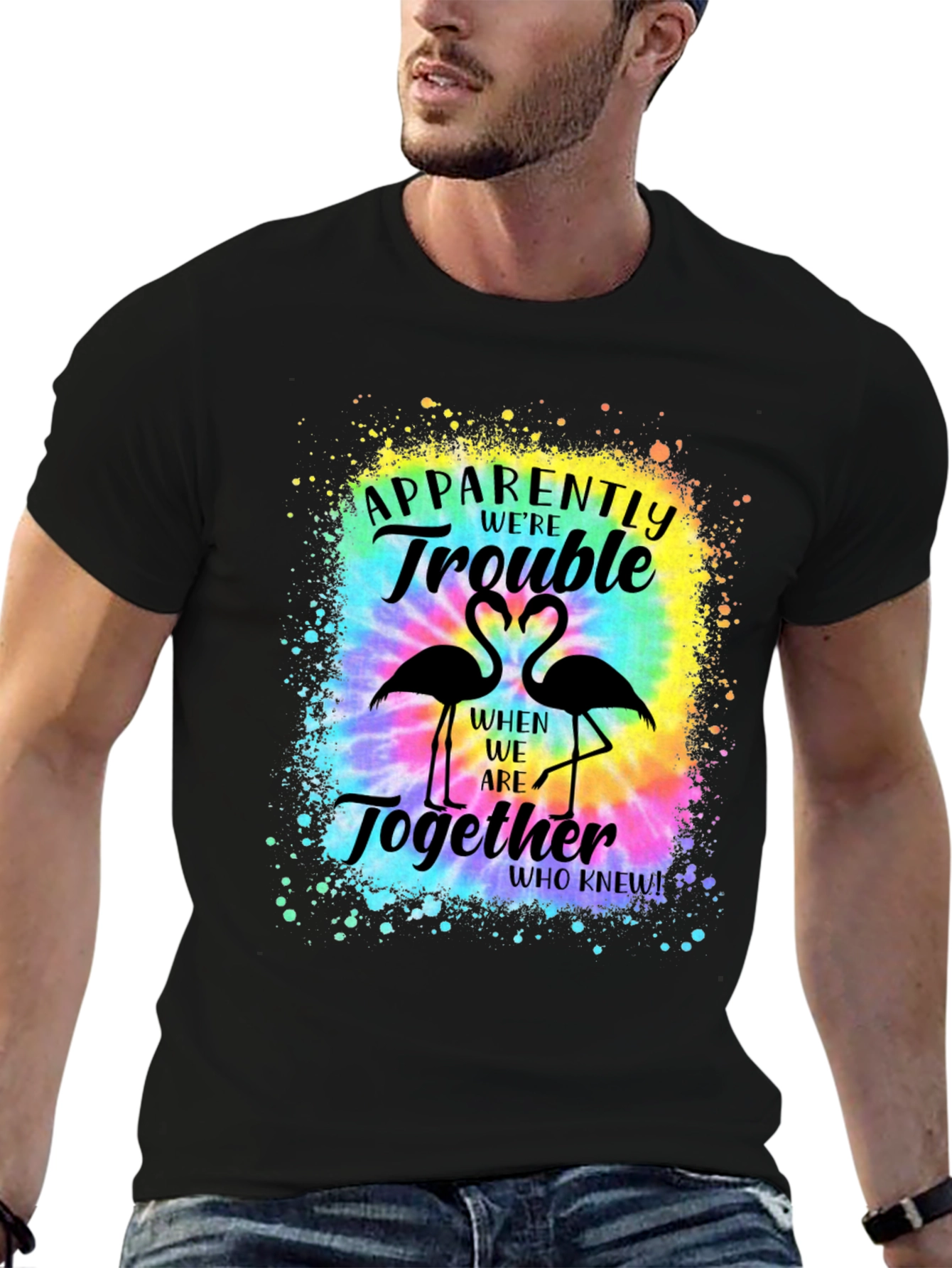 Couples Trouble Flamingo Tie Dye T-Shirt