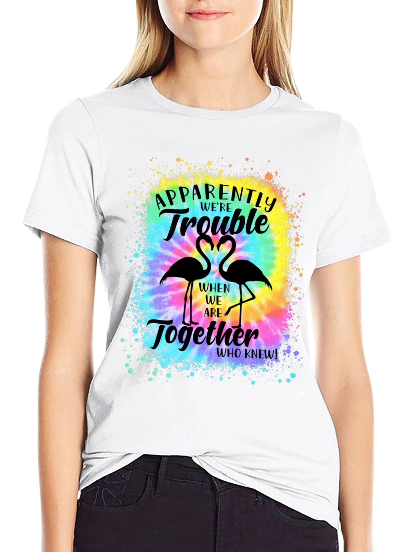 Couples Trouble Flamingo Tie Dye T-Shirt