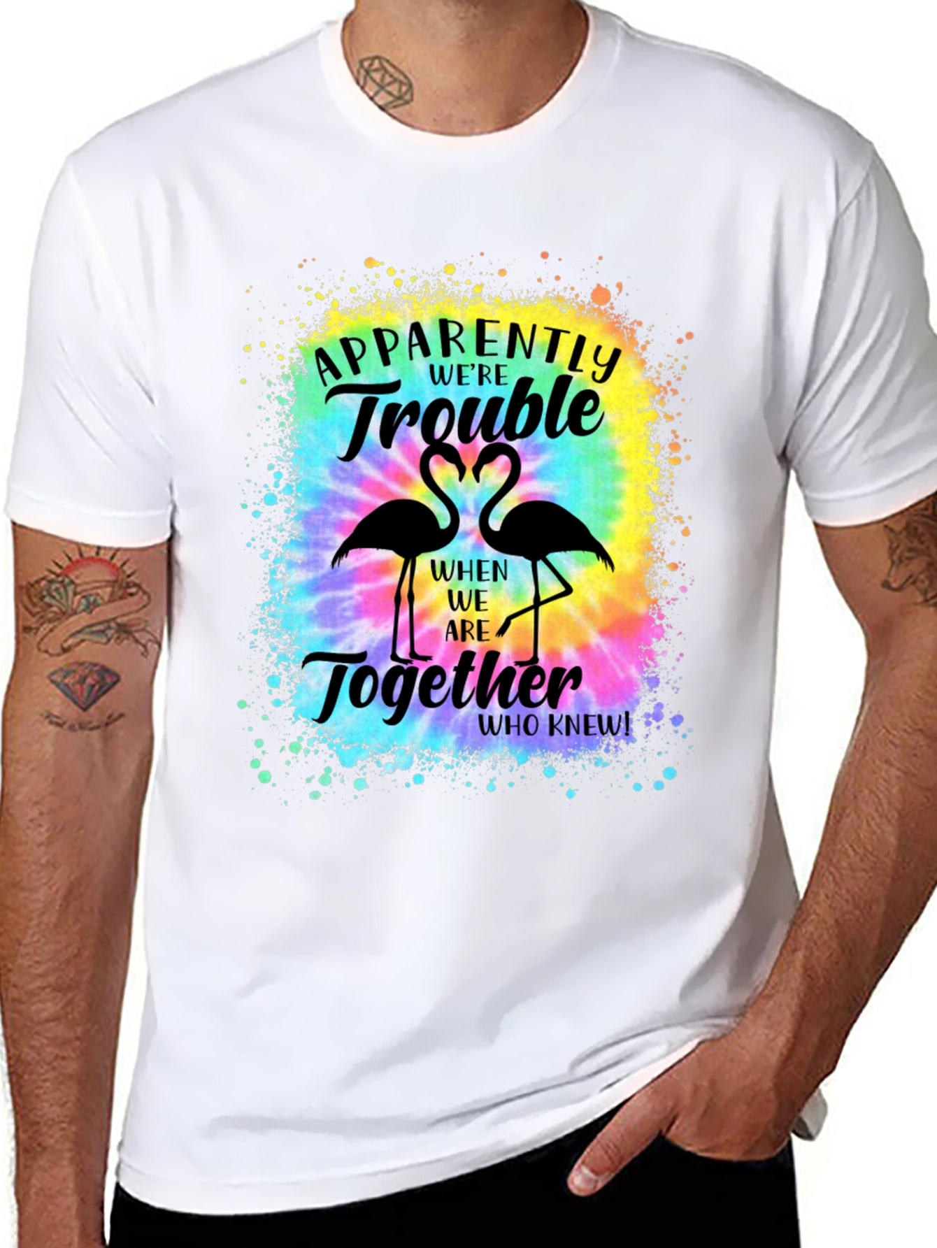 Couples Trouble Flamingo Tie Dye T-Shirt