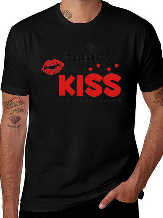 Happiness Kiss Graphic Tee - Black