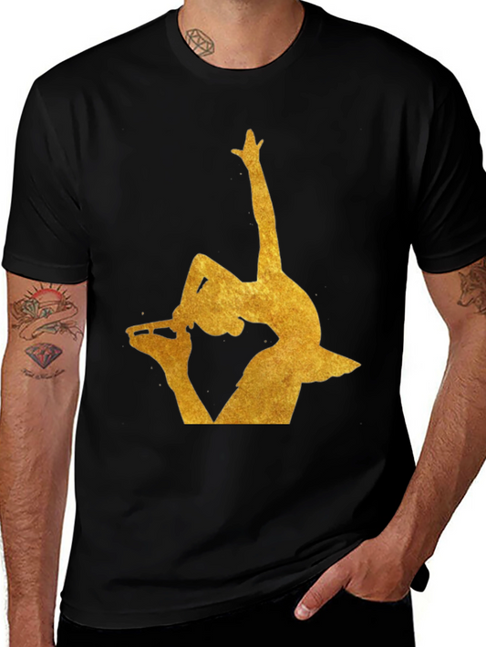 Gold Ballerina Silhouette Black T-Shirt