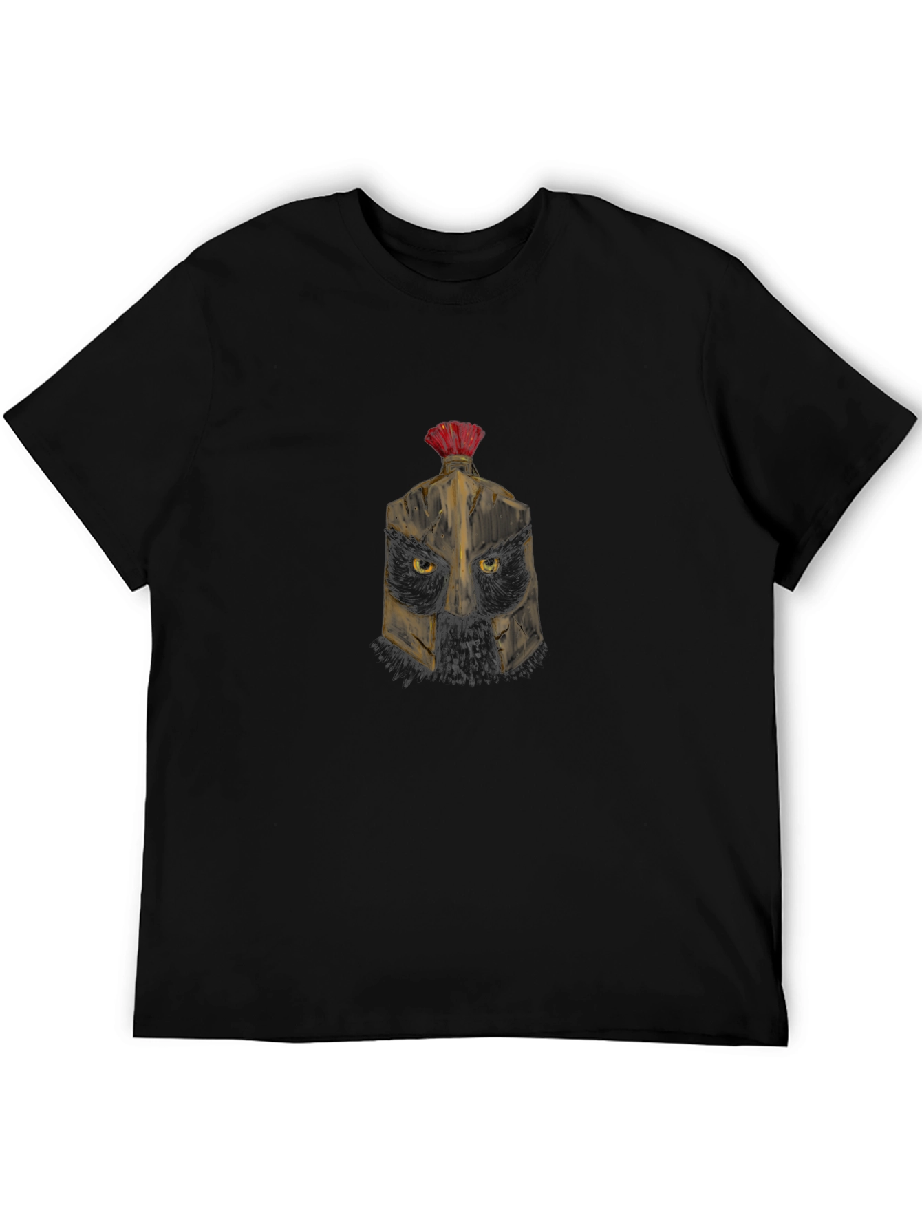 Spartan Cat Graphic Tee - Black Cotton Blend T-Shirt