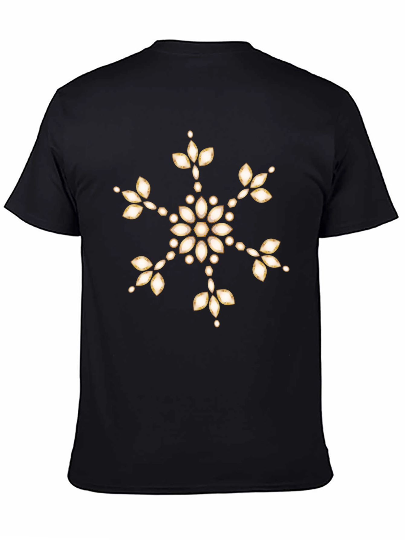 Elegant Snowflake Graphic Tee - Black Casual Shirt