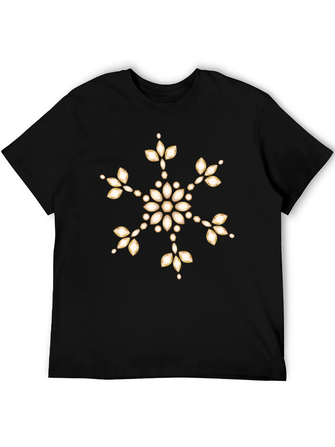 Elegant Snowflake Graphic Tee - Black Casual Shirt