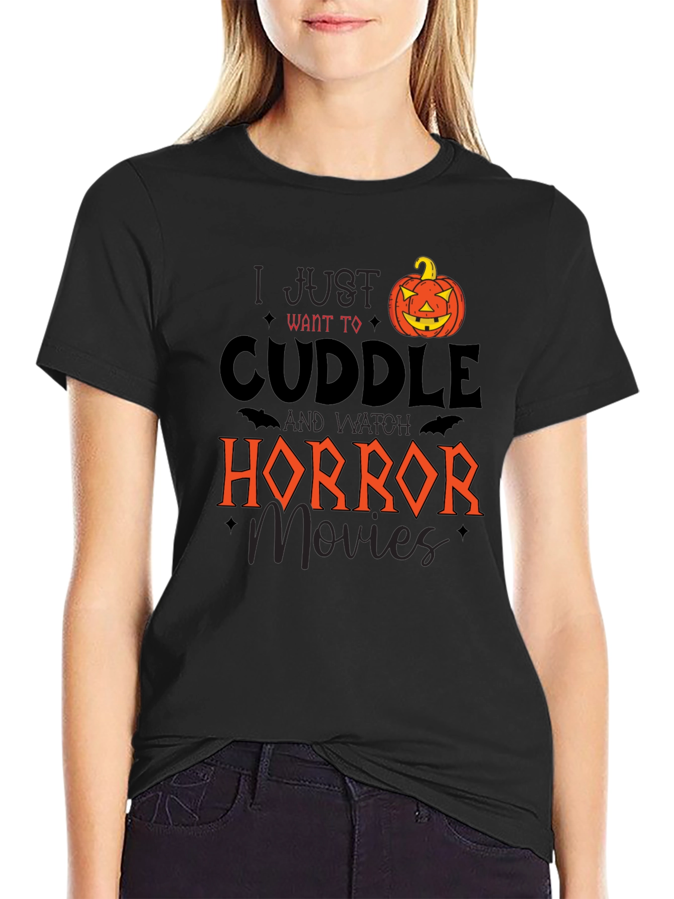 Cuddle Horror Movie Pumpkin Graphic Tee