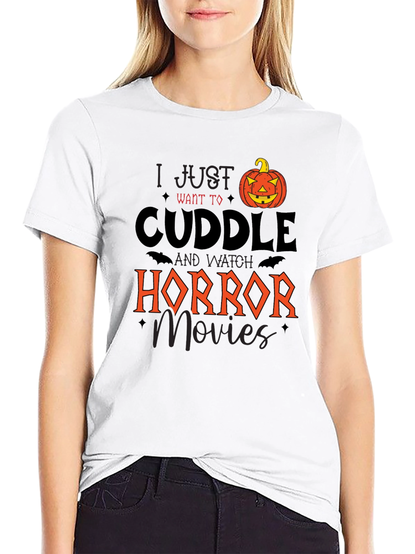 Cuddle Horror Movie Pumpkin Graphic Tee