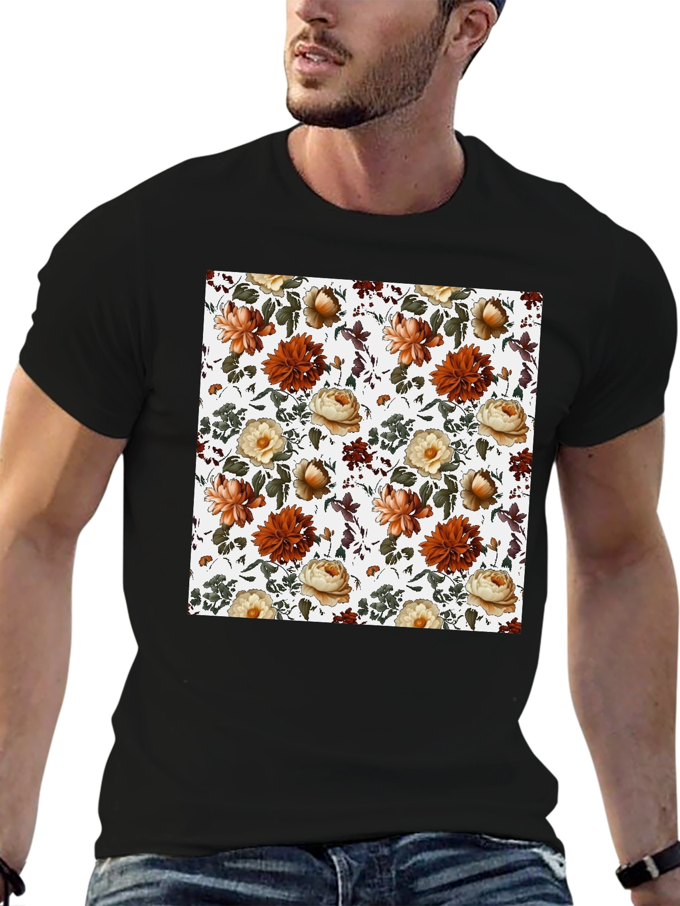 Floral Print Crew Neck T-Shirt