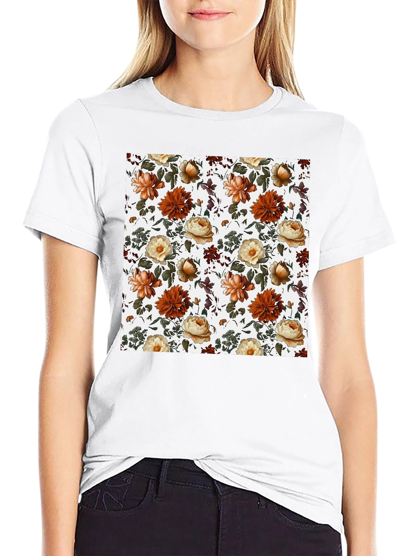Floral Print Crew Neck T-Shirt