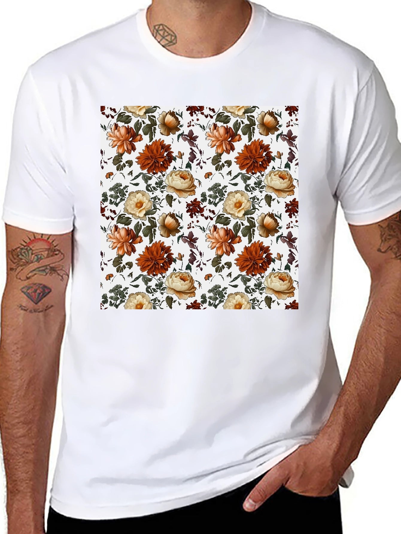 Floral Print Crew Neck T-Shirt