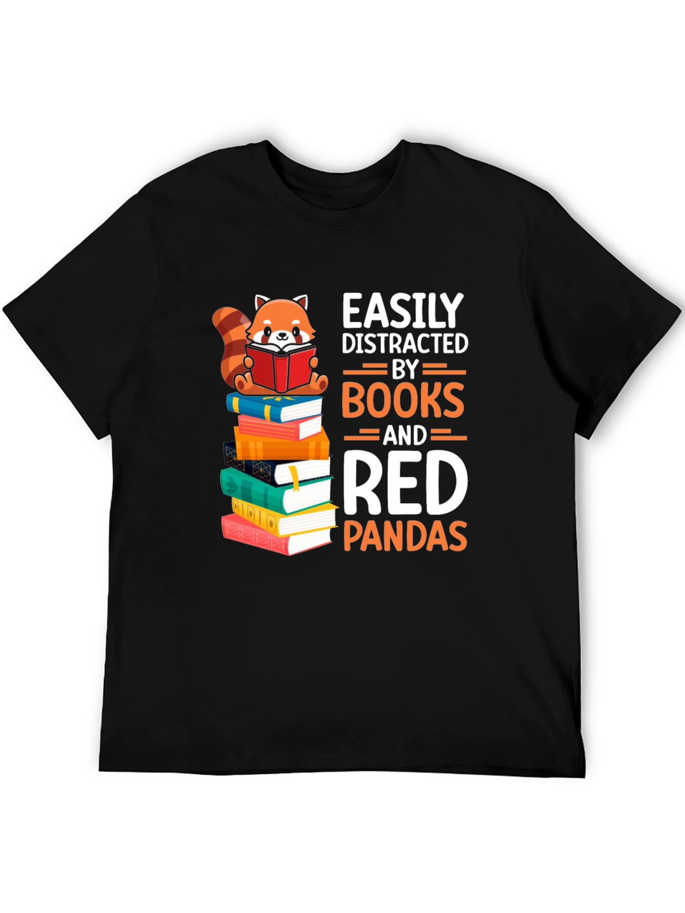 Easily Distracted by Books and Red Pandas T-Shirt