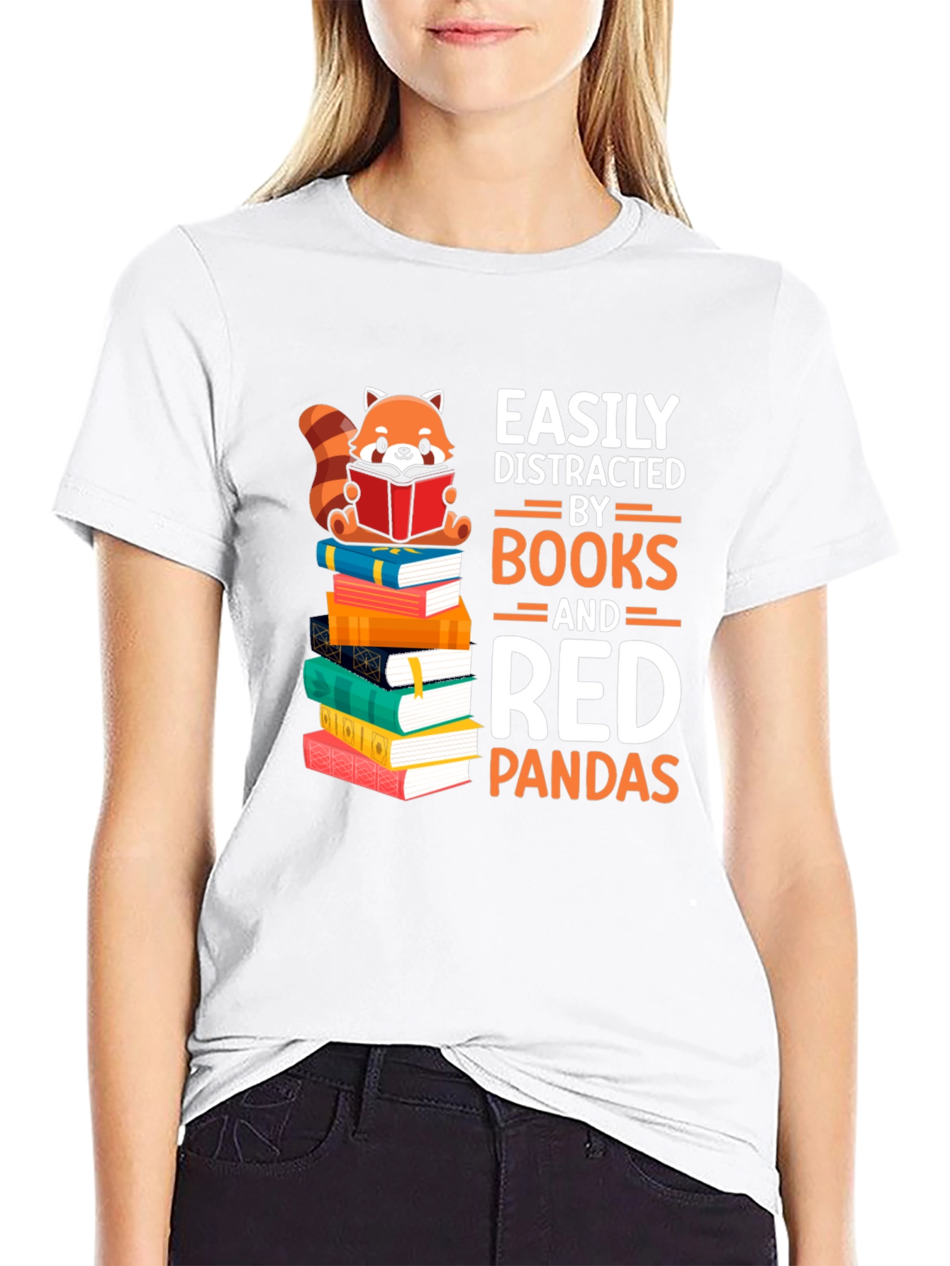 Easily Distracted by Books and Red Pandas T-Shirt