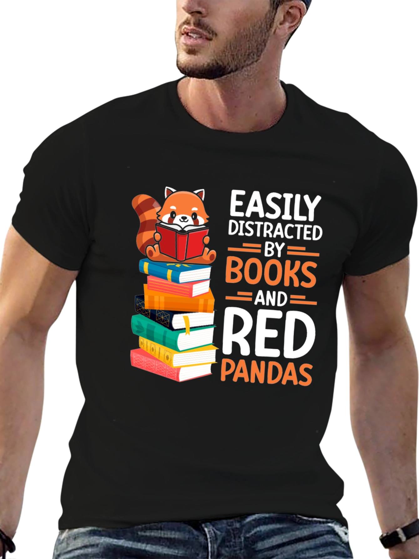 Easily Distracted by Books and Red Pandas T-Shirt
