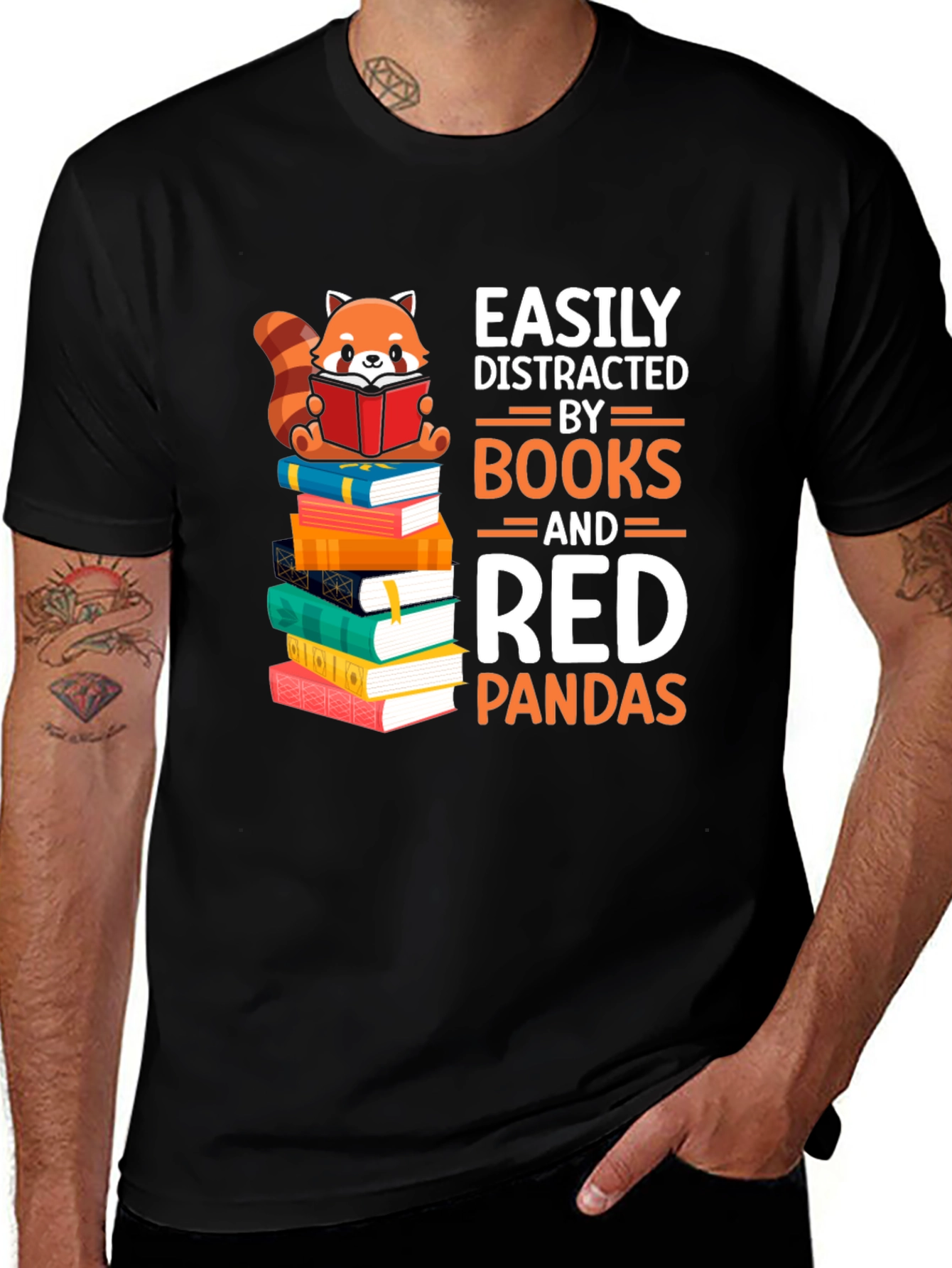 Easily Distracted by Books and Red Pandas T-Shirt