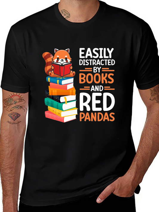 Easily Distracted by Books and Red Pandas T-Shirt