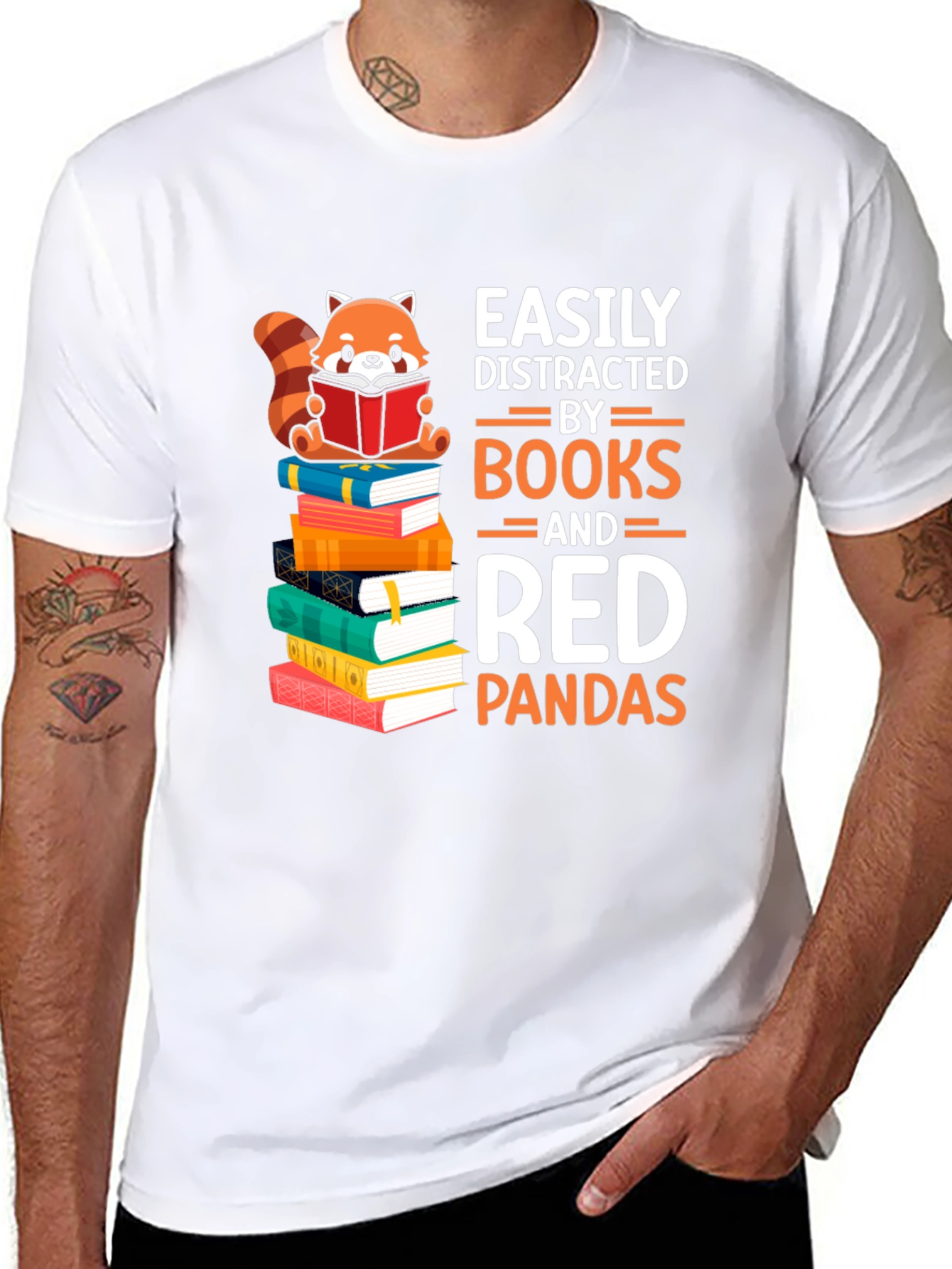 Easily Distracted by Books and Red Pandas T-Shirt