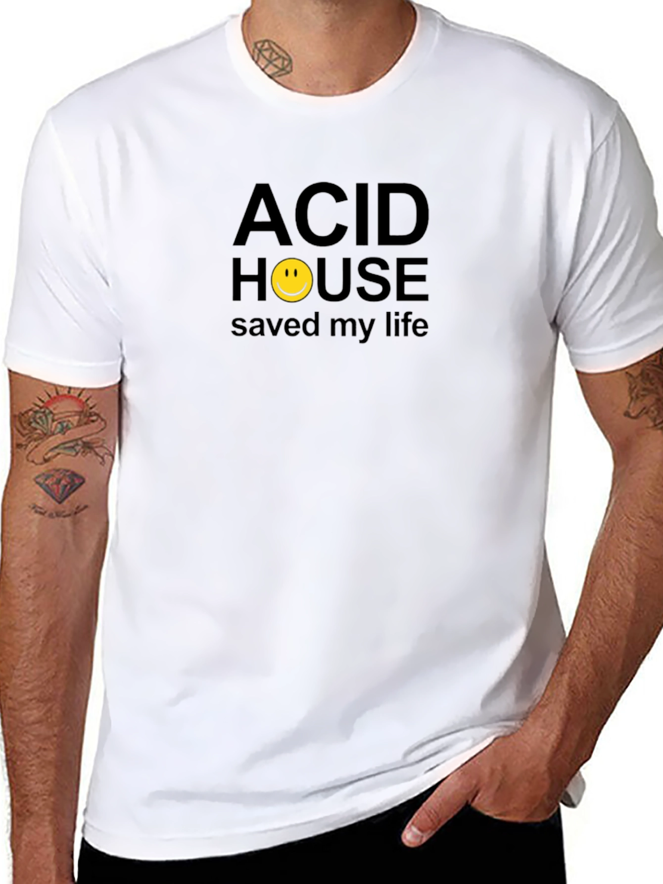 Acid House Saved My Life Graphic Tee - Black