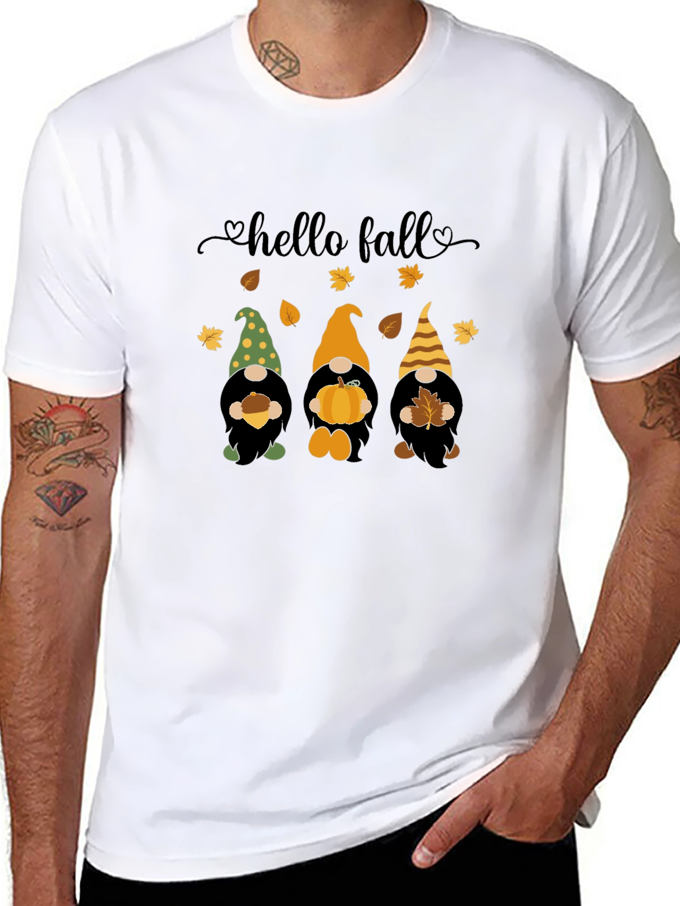 Hello Fall Gnomes T-Shirt - Autumn Harvest