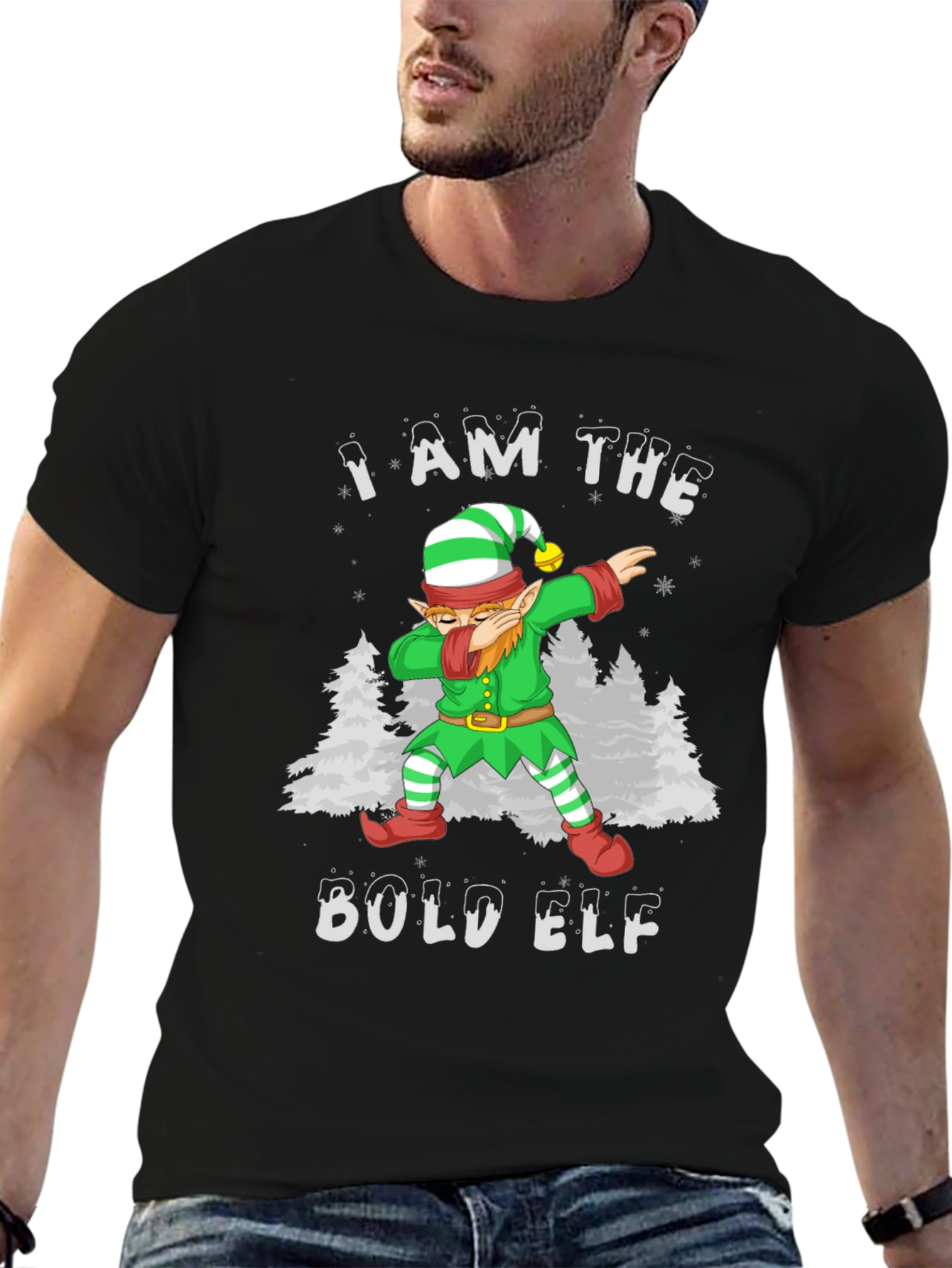 Bold Elf Dabbing Christmas T-Shirt - Holiday Fun