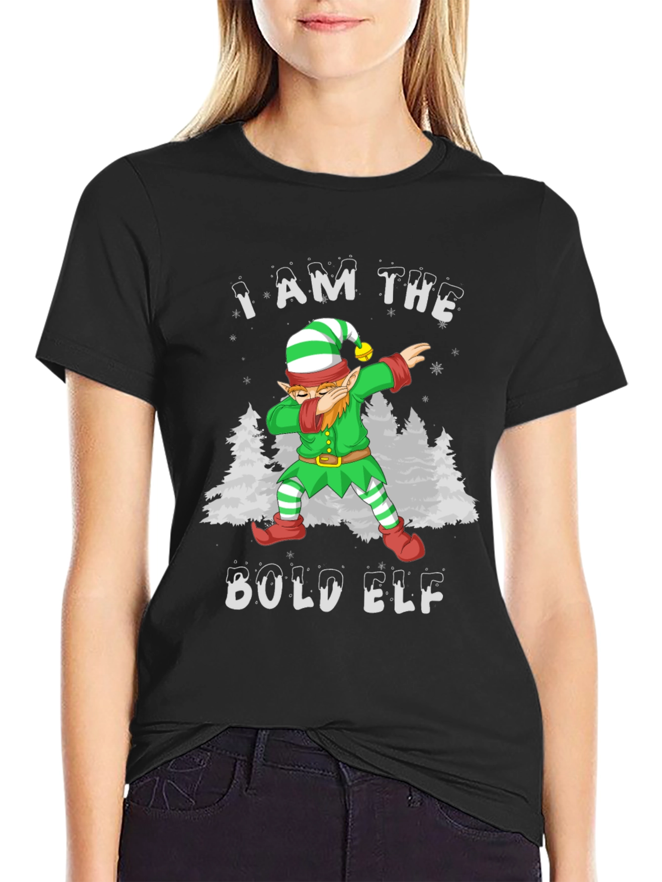 Bold Elf Dabbing Christmas T-Shirt - Holiday Fun