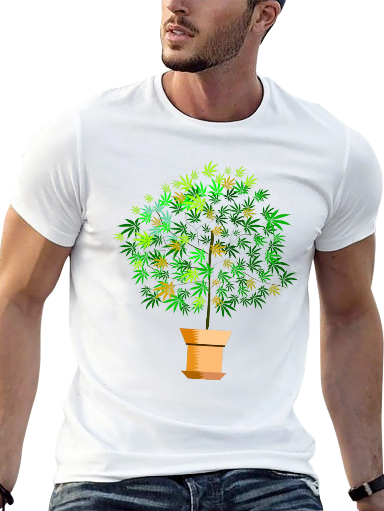 Marijuana Tree Graphic Black T-Shirt