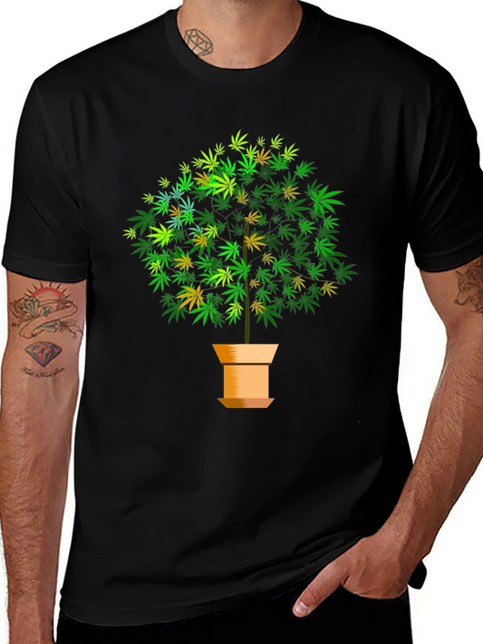 Marijuana Tree Graphic Black T-Shirt