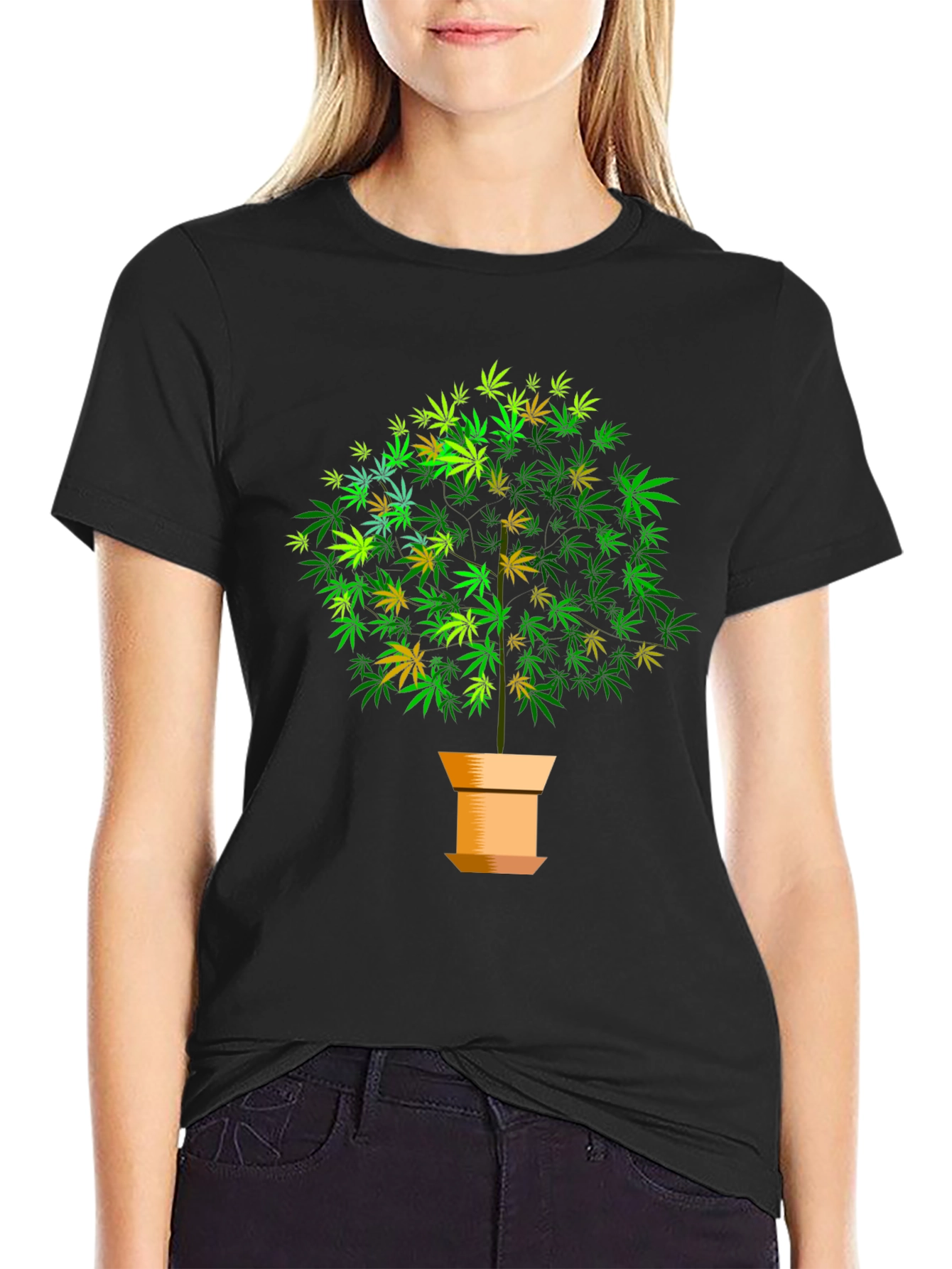 Marijuana Tree Graphic Black T-Shirt